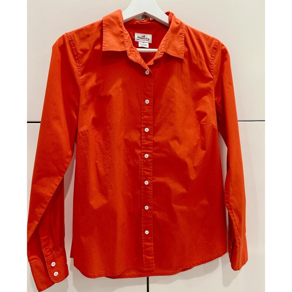 J.Crew Haberdashery Red Stretch Cotton Button Down Shirt Womens Small 29866